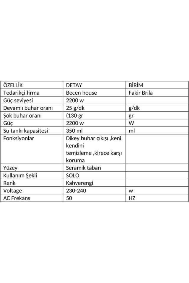 Brila Buharlı Ütü Kahverengi 2200W