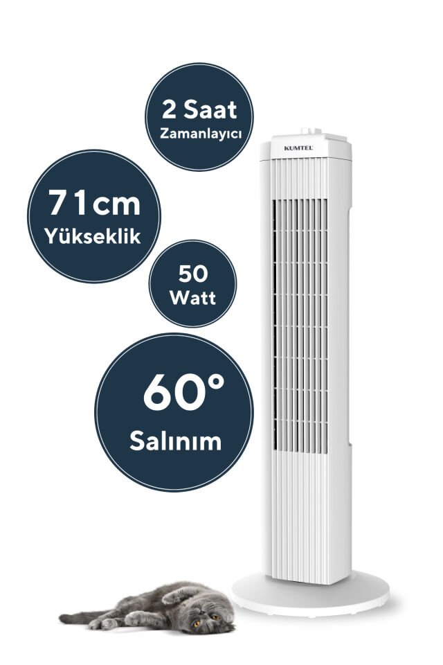 Ktf-258w Kule Tipi Vantilatör Beyaz