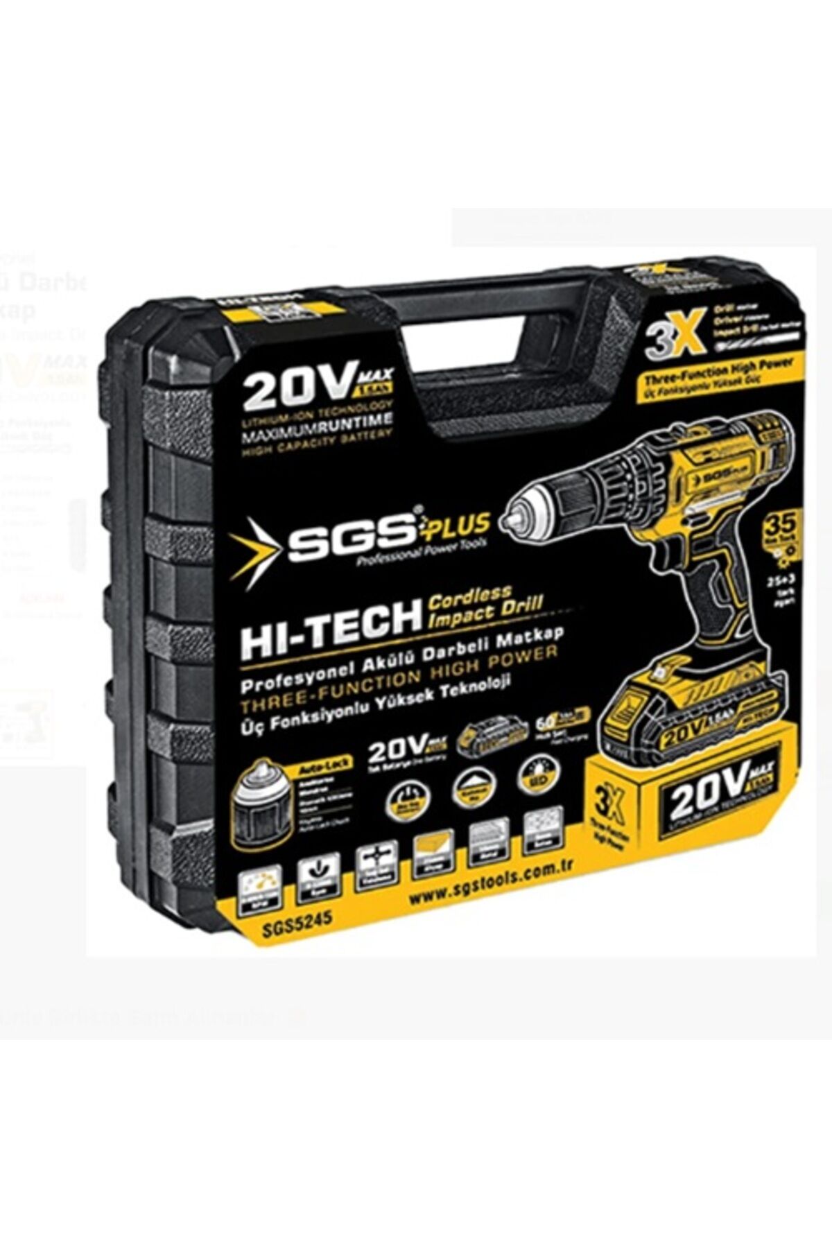 Akülü Darbeli Matkap Seti TEK Akülü 20 Volt -1.5 Amper Sgs 5245